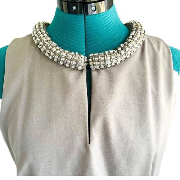 Altar’s State Dress Silver Gray Beaded Neck Detail Size Large - Picture 5 of 9